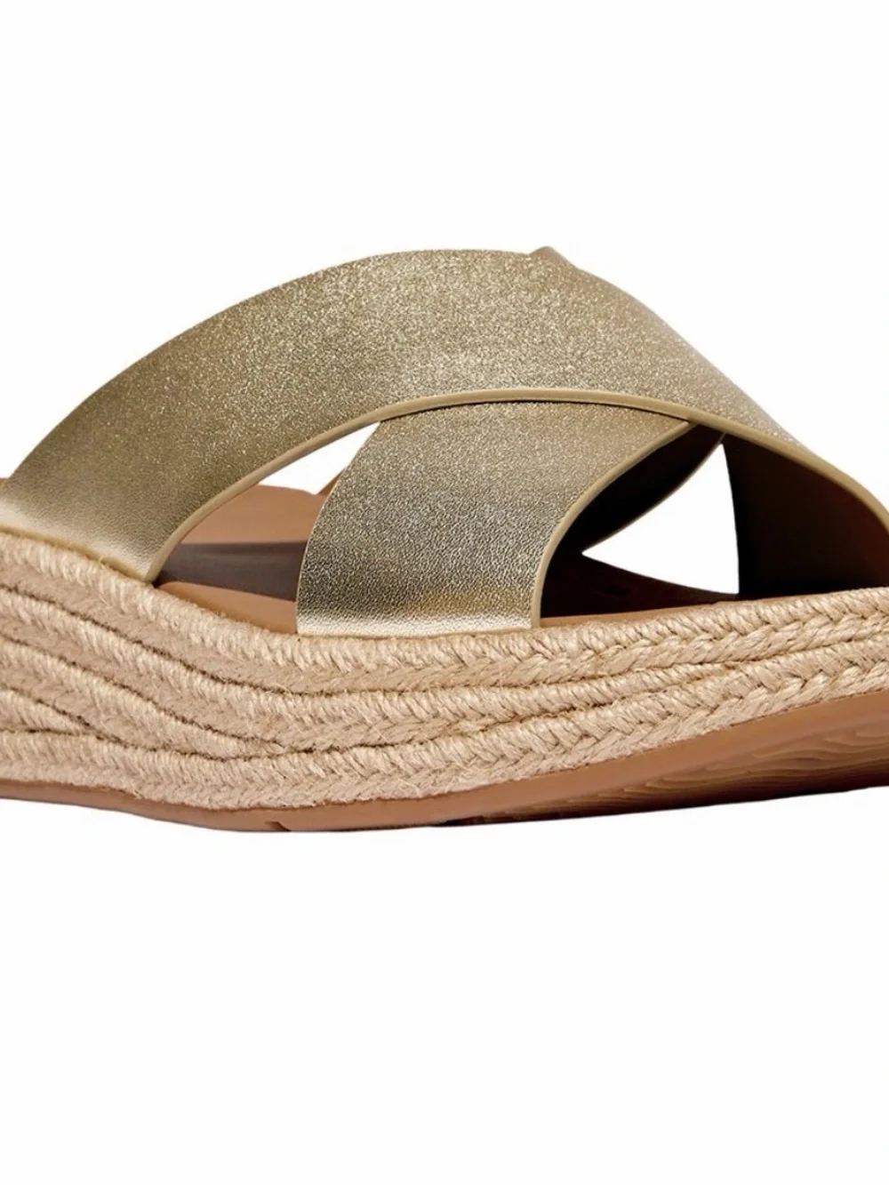 Gold Fitflop Espadrille Platform Slide Sandals - Women's